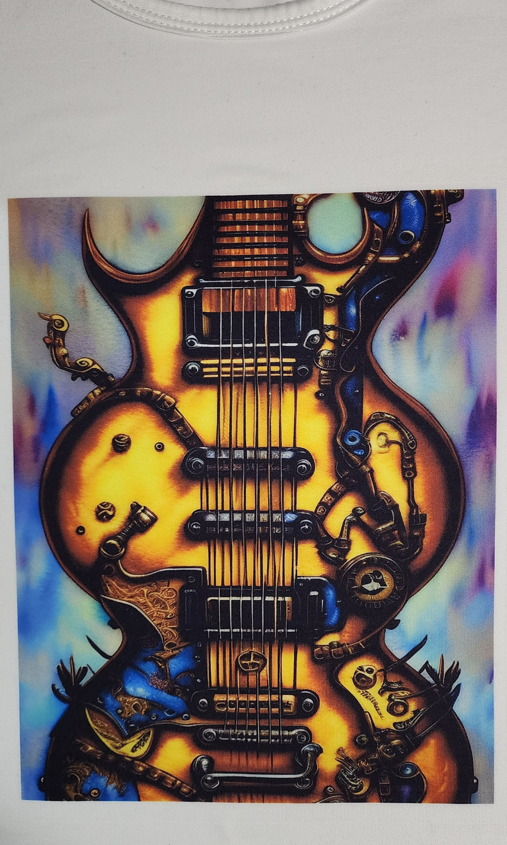 TSHIRT, Guitar, Steam Punk Gibson Double with beautiful color accents