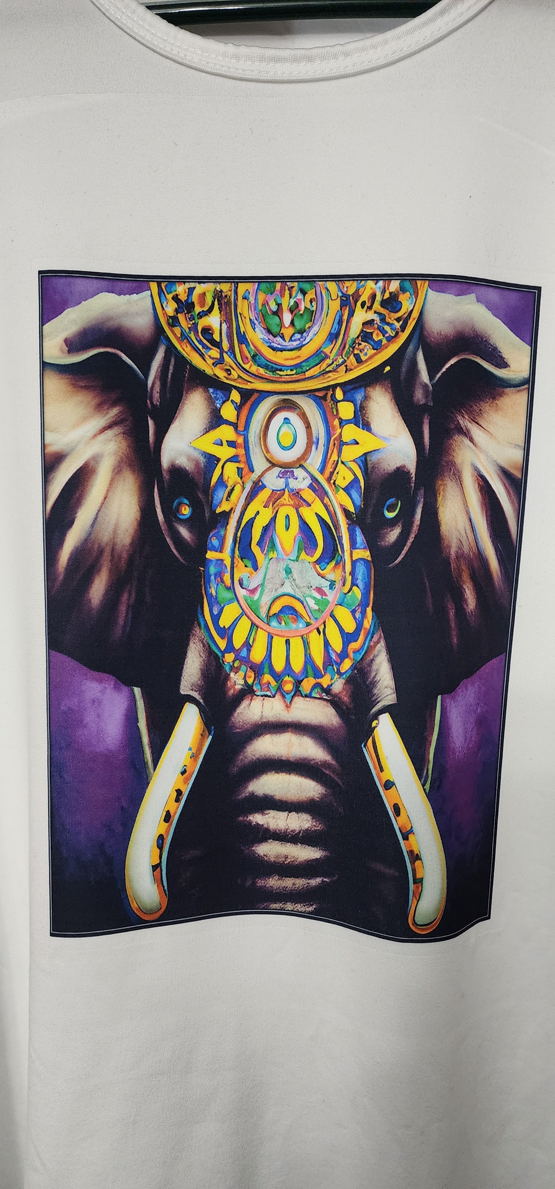 TSHIRT, Unique Elegant Elephant with Purple background and sunflower paintings