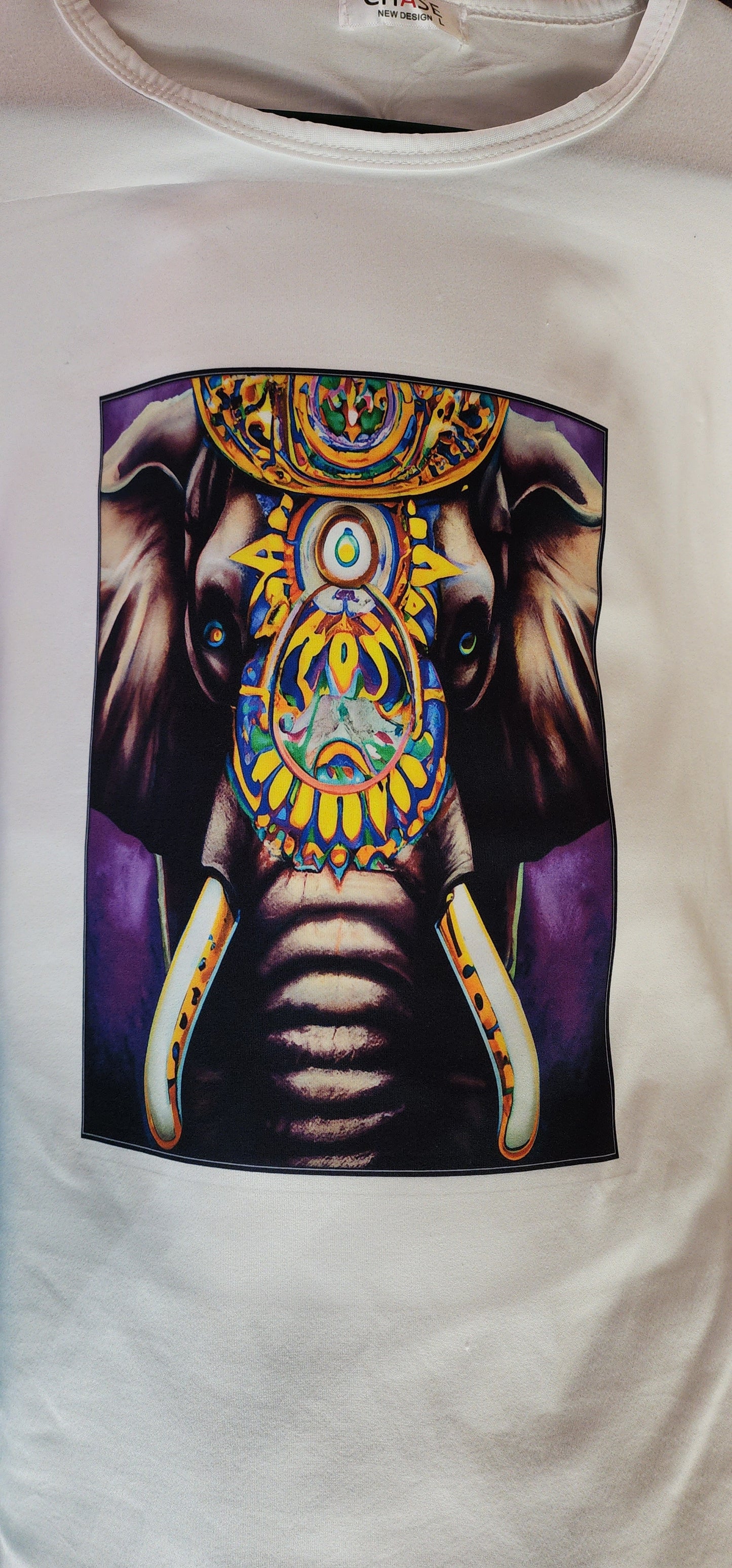 TSHIRT, Unique Elegant Elephant with Purple background and sunflower paintings