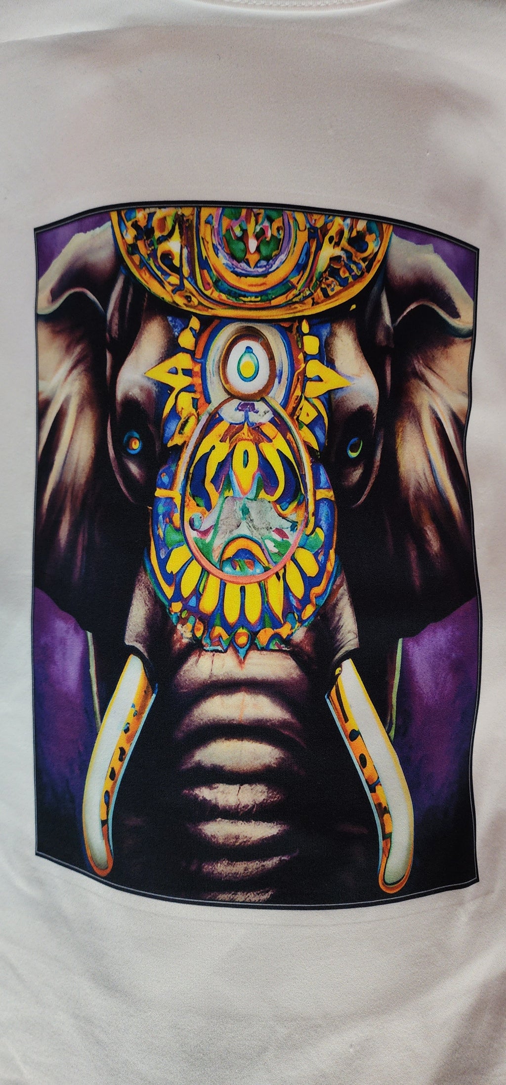 TSHIRT, Unique Elegant Elephant with Purple background and sunflower paintings