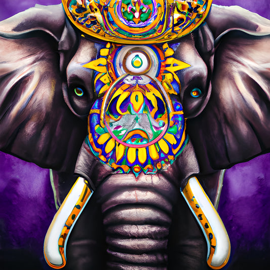 TSHIRT, Unique Elegant Elephant with Purple background and sunflower paintings