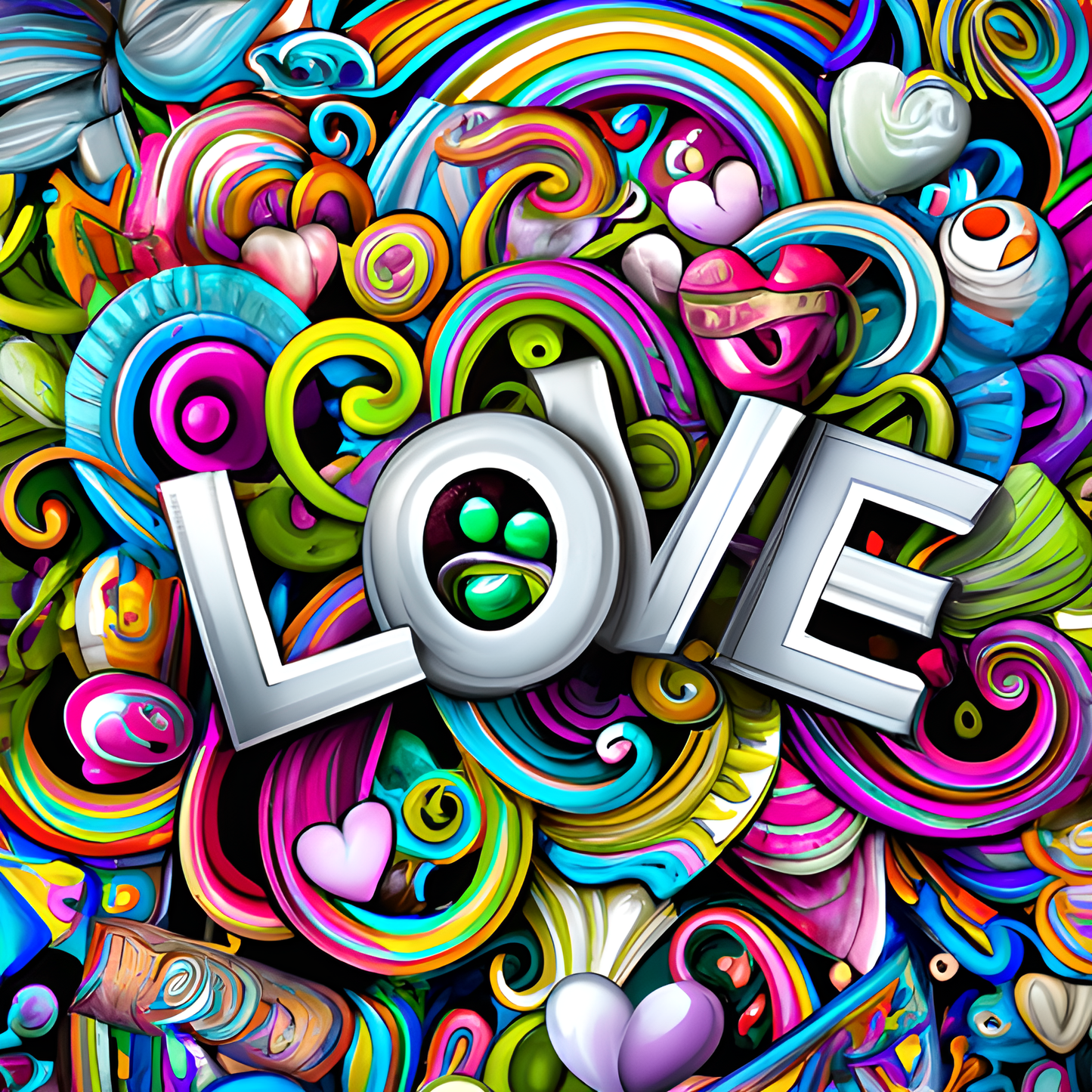 Tumbler, 20 oz, Whimsical Hearts with LOVE 0001, Custom Sublimation