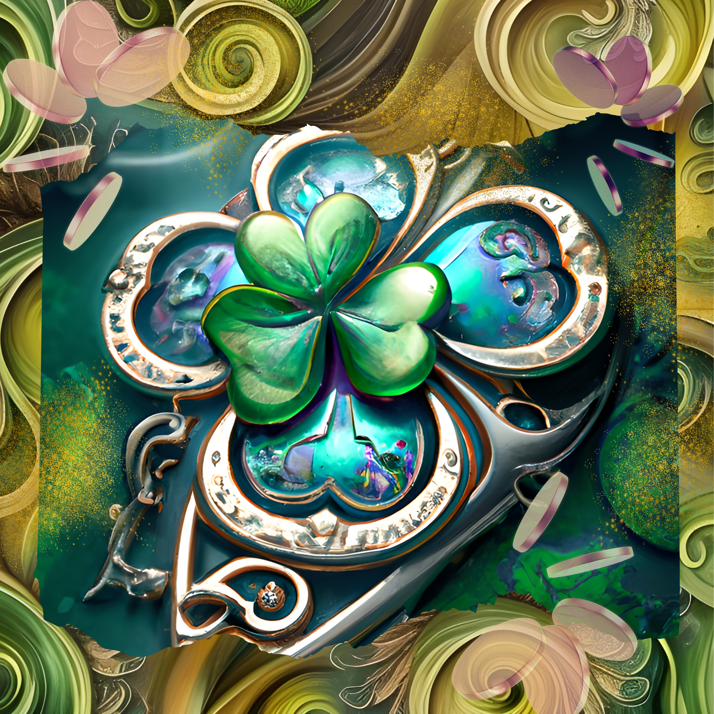 Custom T Shirt, Green Swirl Shamrock 0001 , Sublimation