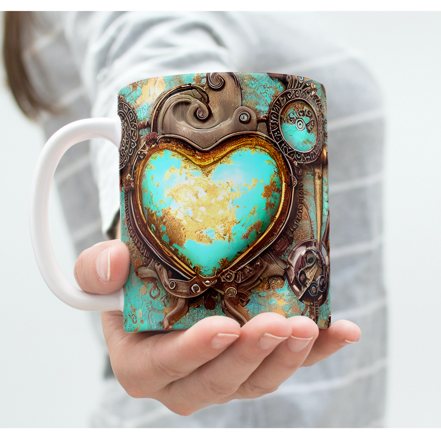 Custom Mug, 15 oz. Whimsical Grunge Gold 0001