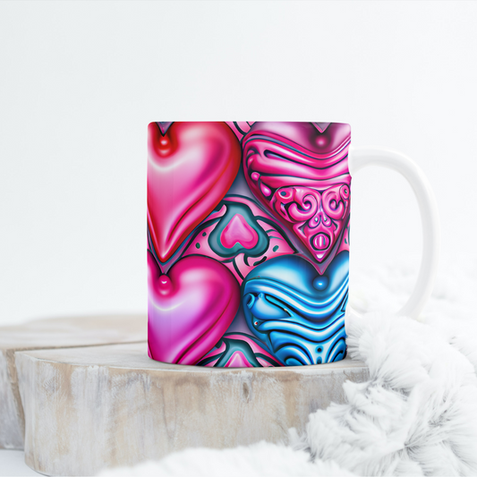 Custom Mug, 15 oz Bold Hearts 0002