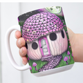 Custom Mug, 15 oz. Pink & Black Cottage 0001