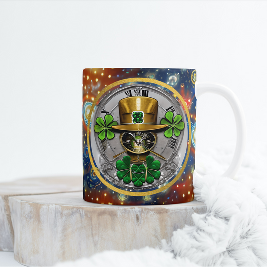 Custom Mug, 15 oz. Time Traveling Shamrock 0001
