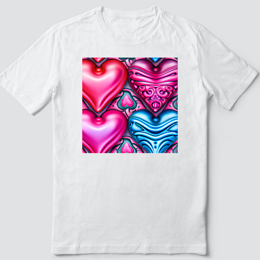 Custom T Shirt, Bold Hearts 0002, Sublimation
