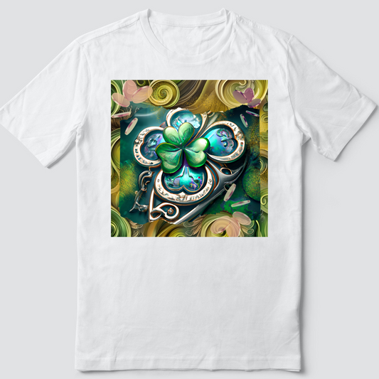 Custom T Shirt, Green Swirl Shamrock 0001 , Sublimation