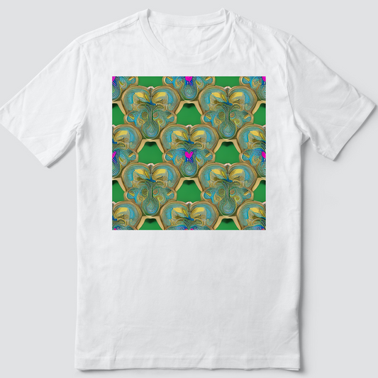 Custom T Shirt, Green and Gold Hive 0001, Sublimation