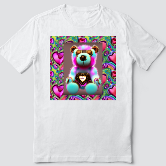 Custom T Shirt, Whimsical Steampunk Hearts and Bear 0001, Sublimation