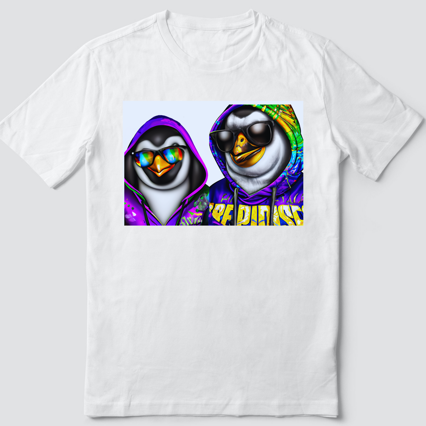 Custom T Shirt, Penguin Couple.Sunglasses 0001, Sublimation