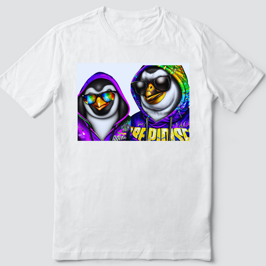 Custom T Shirt, Penguin Couple.Sunglasses 0001, Sublimation