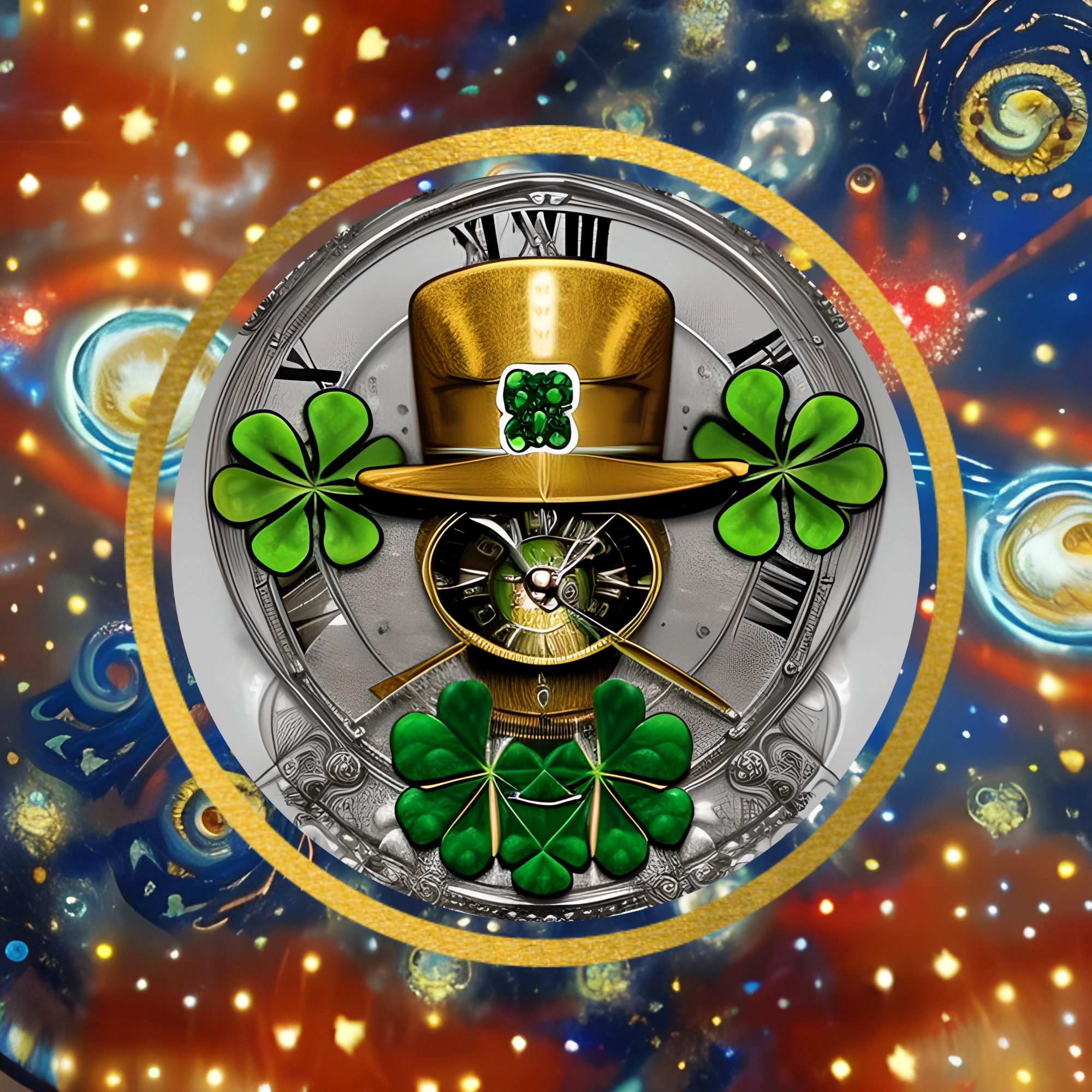 Custom T Shirt, Time Traveling Shamrock 0001, Sublimation