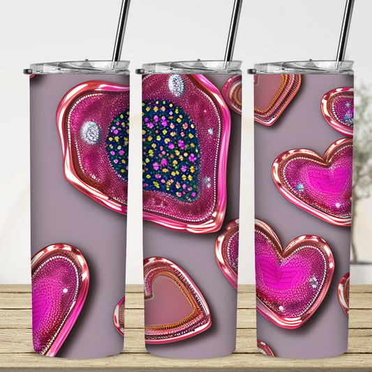 Custom Tumbler,  Bold Hearts 0001