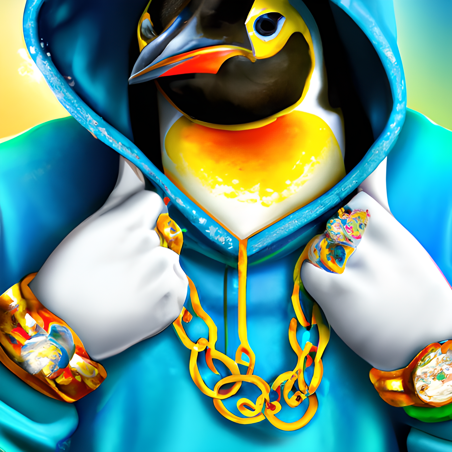 Custom T Shirt, Hip Hop Penguin 0001, Sublimation