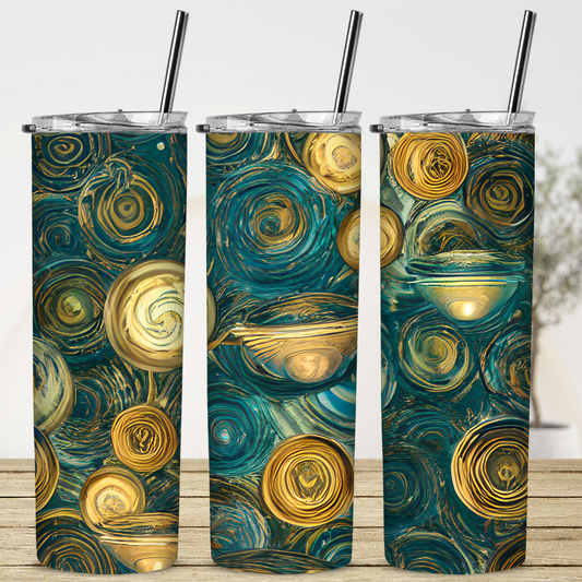 Tumbler, 20 oz, Swirls of Blue 0001, Custom Sublimation