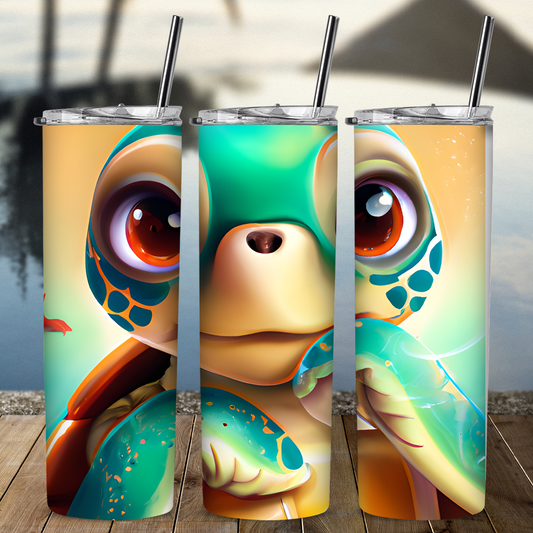 Custom Tumbler, 20 oz Skinny, Turtle Dude 0001